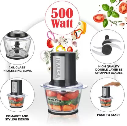 Inalsa Multi Chop 500 W Chopper  (Black) Inalsa Multi Chop 500 W Chopper  (Black)